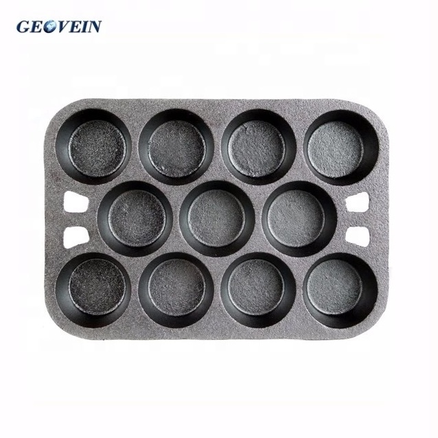 Heavy Duty Cupcake Biscuit Pan Cast Iron Muffin Pan 11 cup Cast Iron Ramekins Baking Pan