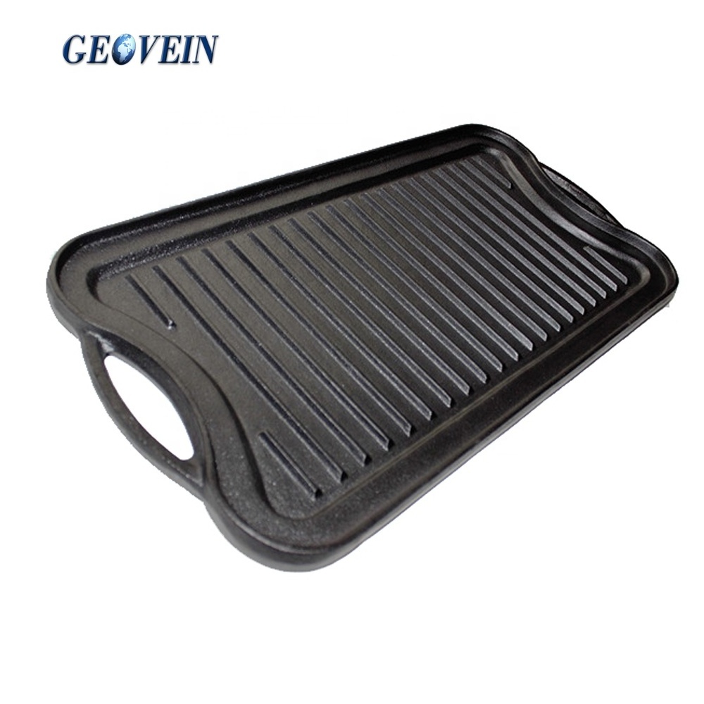 Custom Made Cast Iron BBQ Gas Charcoal Double Sided Grill Pan Korean BBQ Grill Plate