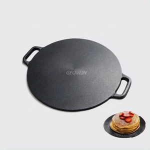 Heavy Duty Pre-seasoned Cast Iron Dosa Tawa Roti Pan Round Baking Stone Crepe Pan Cooking Griddle