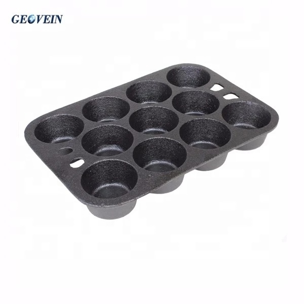 Heavy Duty Cupcake Biscuit Pan Cast Iron Muffin Pan 11 cup Cast Iron Ramekins Baking Pan