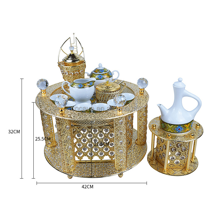 2021 popular arabic traditional porcelain coffee cup and saucer set with ethiopian coffee rekebot