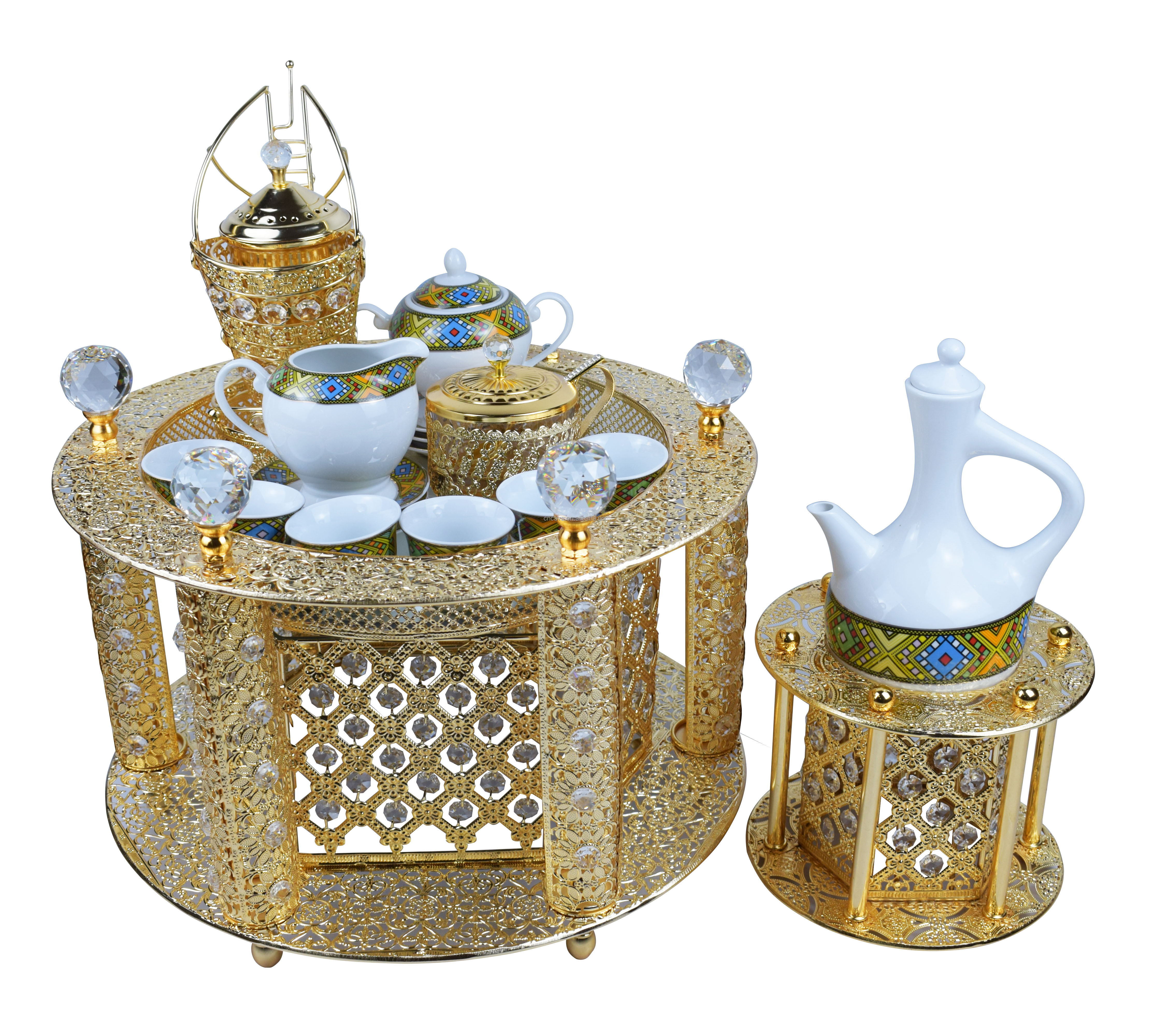 2021 popular arabic traditional porcelain coffee cup and saucer set with ethiopian coffee rekebot