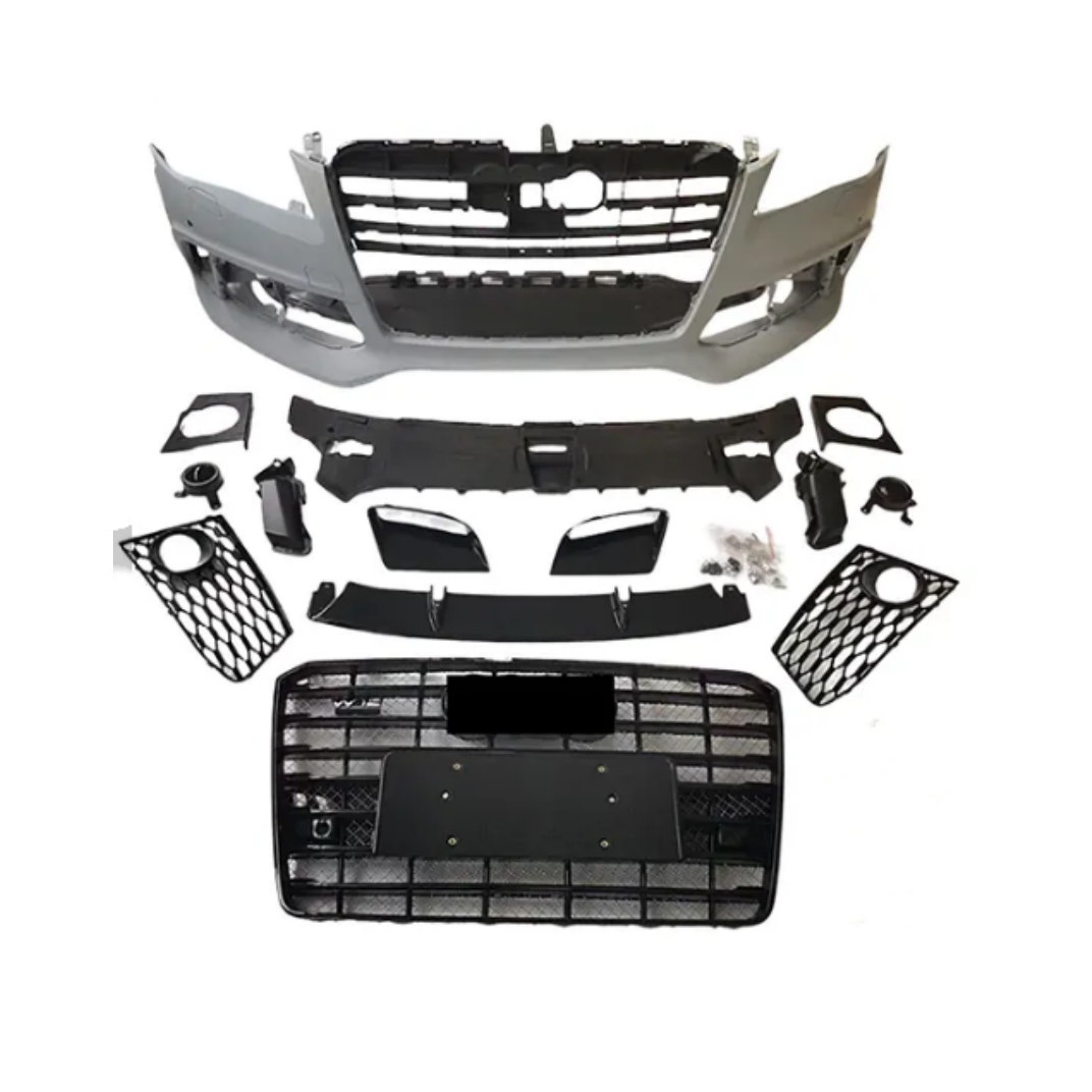 Audi A8 S8 2011-2018 to RS8 2011-2018 car body kit with w12 rs8 grille front bumper complete with grille front lip