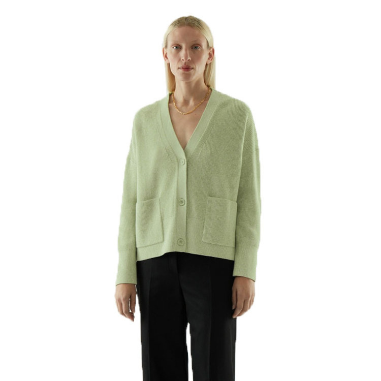 LP cardigan korean crop long sleeve green sweater women button with pocket