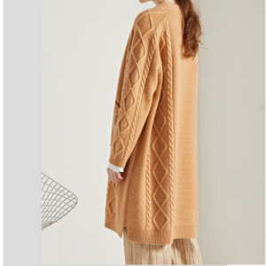 woman cotton cashmere wool long cardigan latest design knit short sleeve  dress with buttons robe sweater cardigan