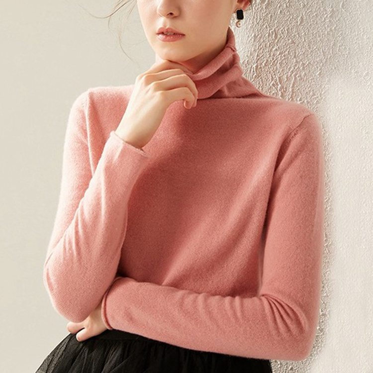 2020 Newest Korean Style Turtleneck Solid Color Knit Sweater Women