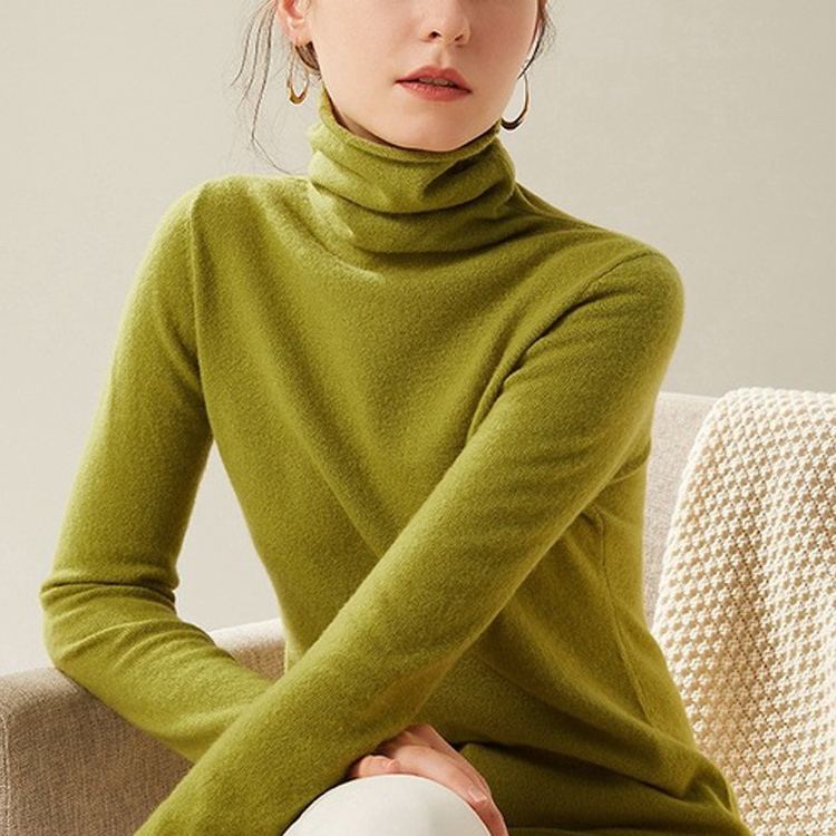 2020 Newest Korean Style Turtleneck Solid Color Knit Sweater Women