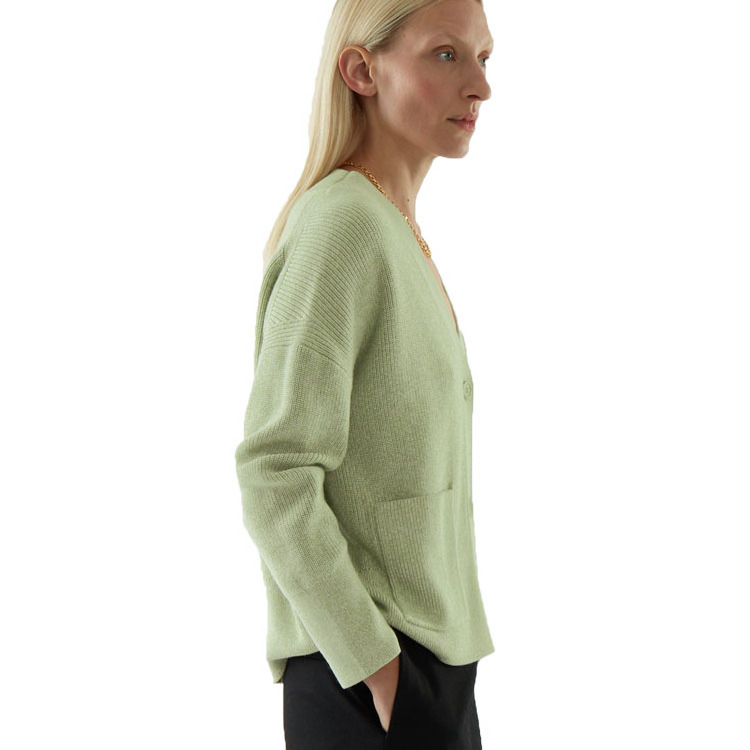 LP cardigan korean crop long sleeve green sweater women button with pocket