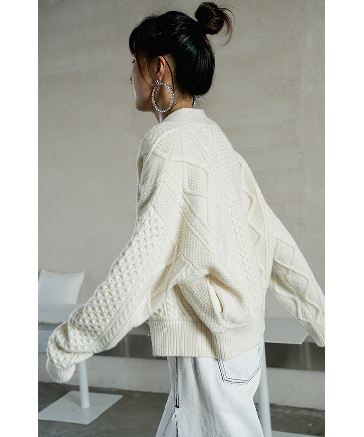 OEM/ODM Women Casual long sleeve loose knit cashmere cardigan Wool Sweater Knitted Jumper manufacture for autumn winter/Spring