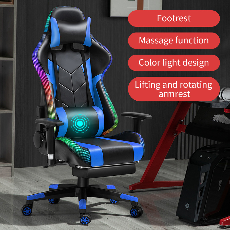 Cheap Rgb Led Pu Leather Pink Massage Gamer Chairs Office Racing Black And Red Computer Gaming Chair With Light And Speaker