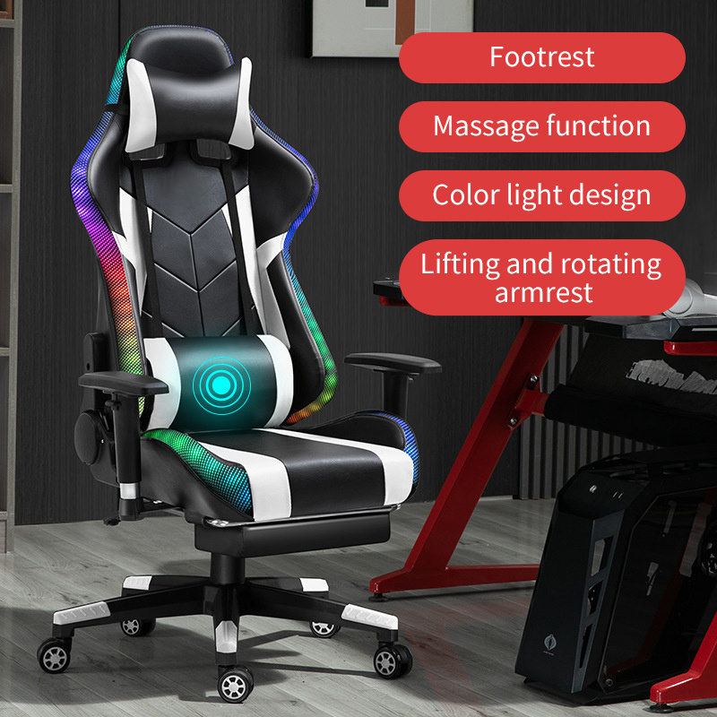 Cheap Rgb Led Pu Leather Pink Massage Gamer Chairs Office Racing Black And Red Computer Gaming Chair With Light And Speaker