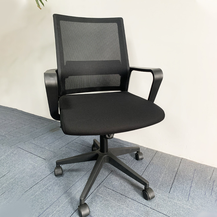 Office Furniture Mid Back Chair Cheap Small Mesh Swivel Chairs Green Clerk Chairs Executive With Fixed Arm Rest And Wheels