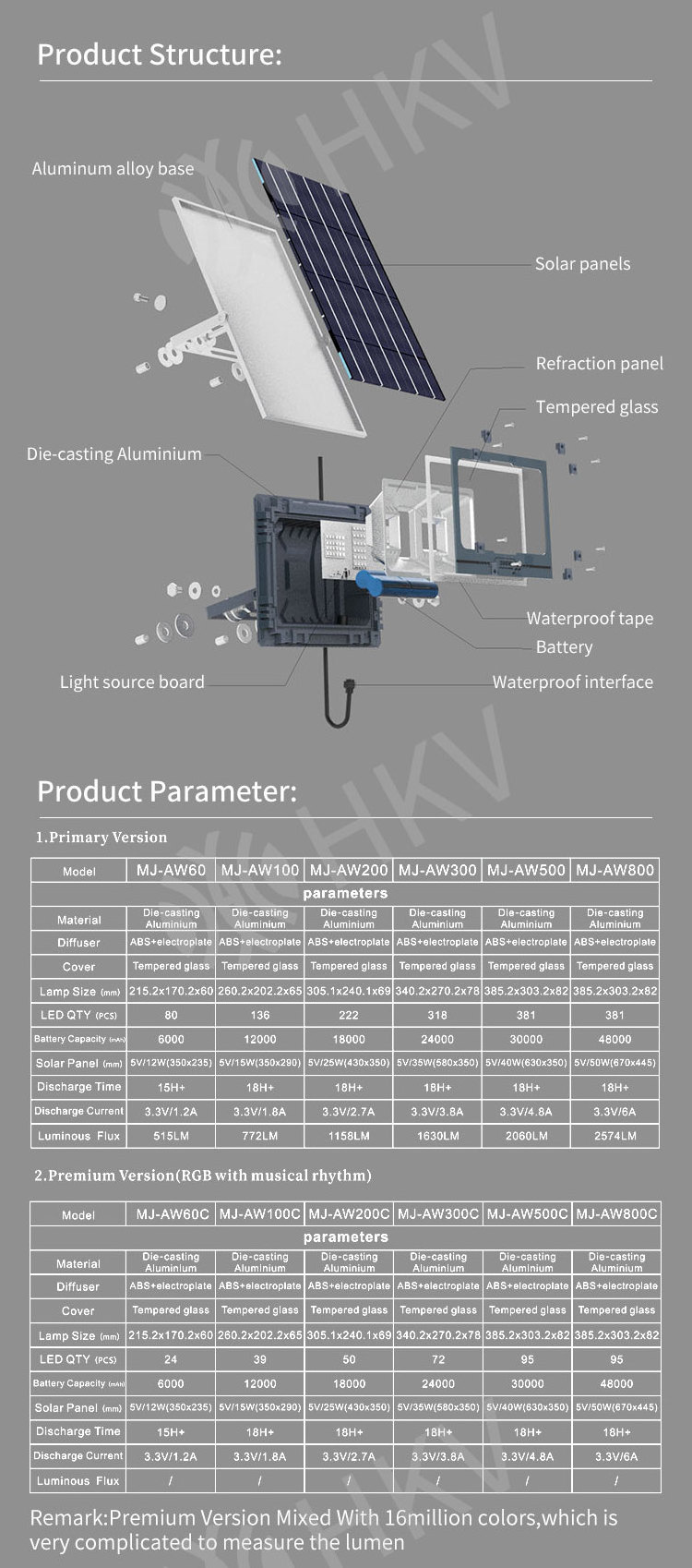 RGB outdoor solar led flood light with remote control 100w 200w 300w 500w 800w solar flood lights indoor waterproof led