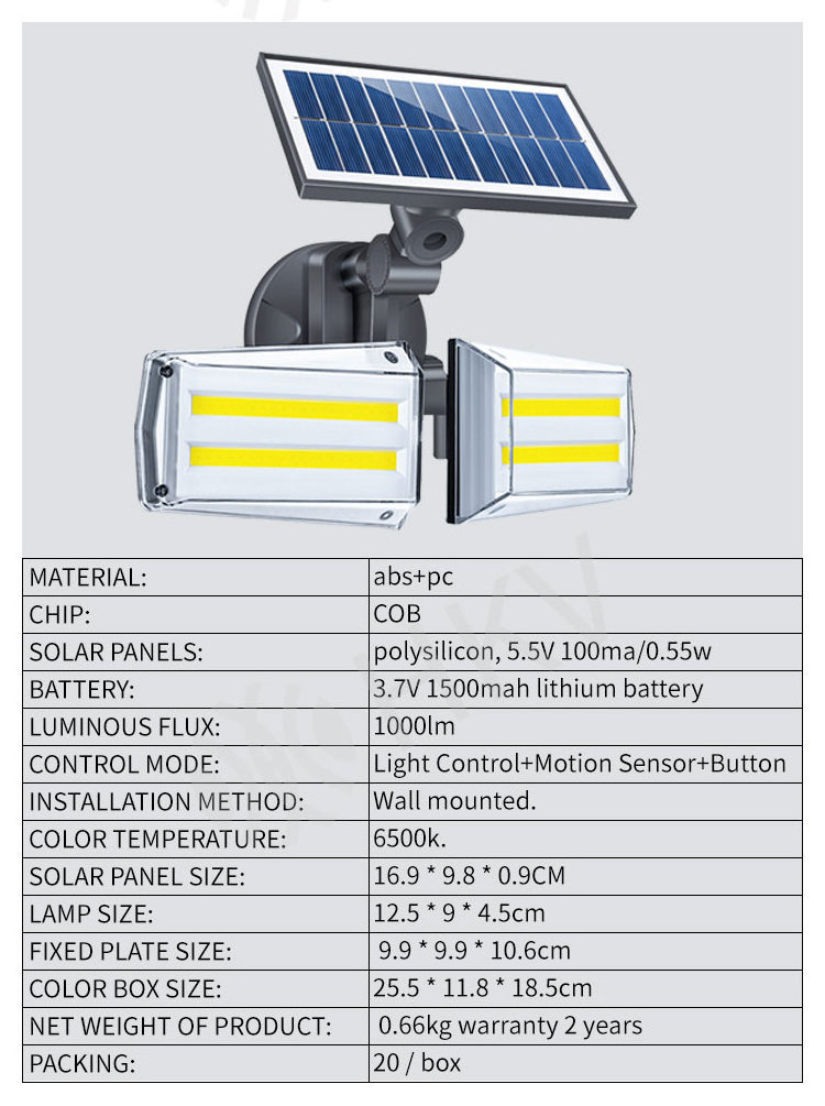 Waterproof IP65 outdoor led solar powered wall light with Intelligent remote sensor wireless