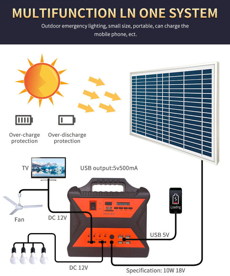 Portable Outdoor Complete Solar Kit With DC Led Bulbs Radio Good Price Solar Kit for Home Lighting