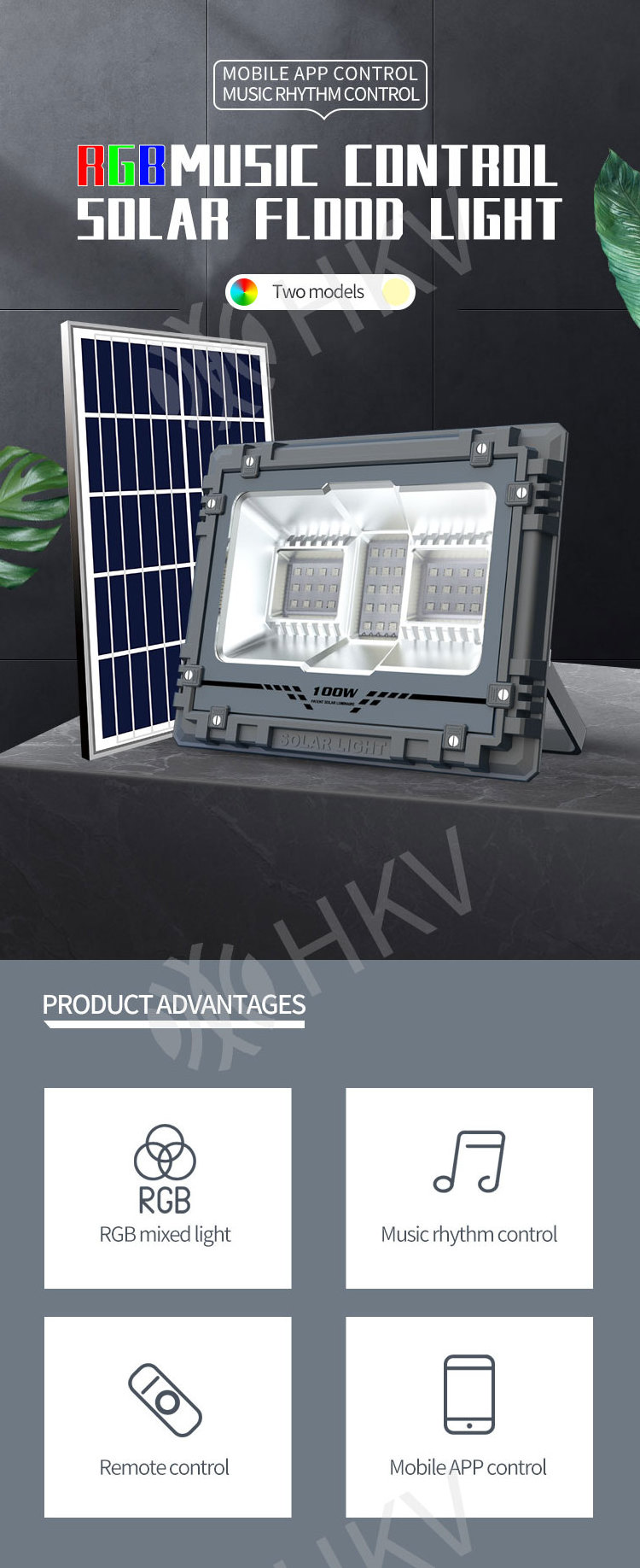 RGB outdoor solar led flood light with remote control 100w 200w 300w 500w 800w solar flood lights indoor waterproof led