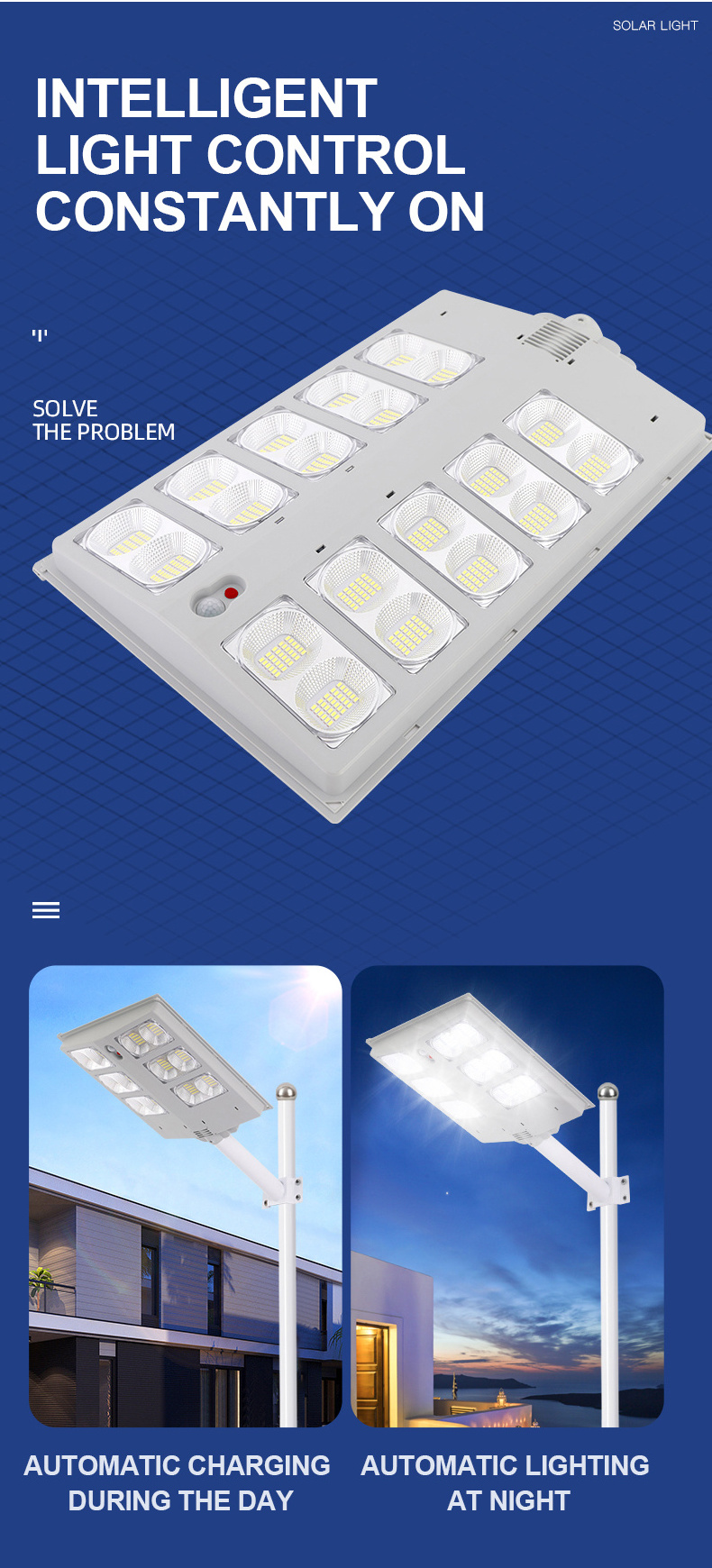 New model IP67 300W 400W 500W  outdoor led solar street light Waterproof with sensor remote control