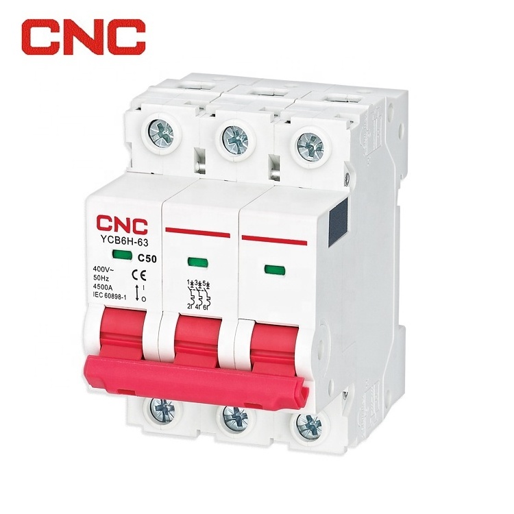 6Ka 63a electric mcb 4.5Ka 240/415V 1p 2p 3p 4p din rail ac mini circuit breakers