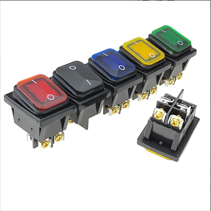 KCD4 30A 250VAC 35A 125VAC  T85  IP67  WATERPROOF rocker switch with red white  yellow blue green color