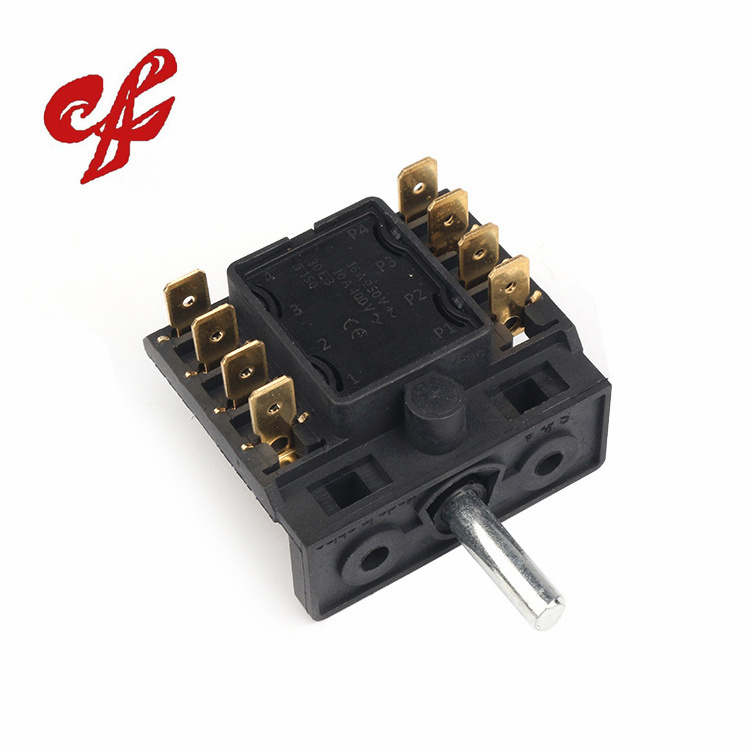 Custom oven switch PA66 Material 10/16A Gear switch Shaft selector  and Sectionalized  oven rotary switch