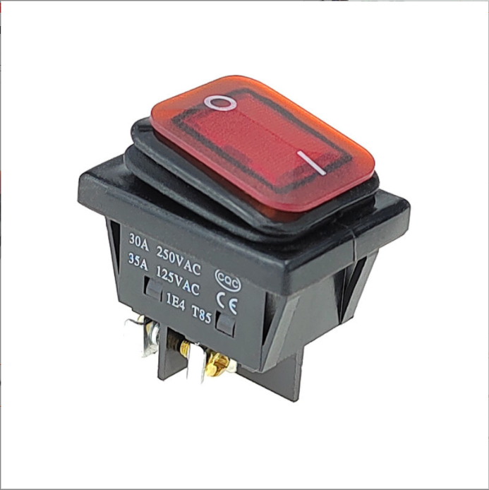 KCD4 30A 250VAC 35A 125VAC  T85  IP67  WATERPROOF rocker switch with red white  yellow blue green color