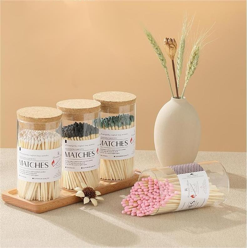 Eco-Friendly Glass Scented Candle Lighter Natural Fire Wood Matchstick Candle Matches Packaged in Box