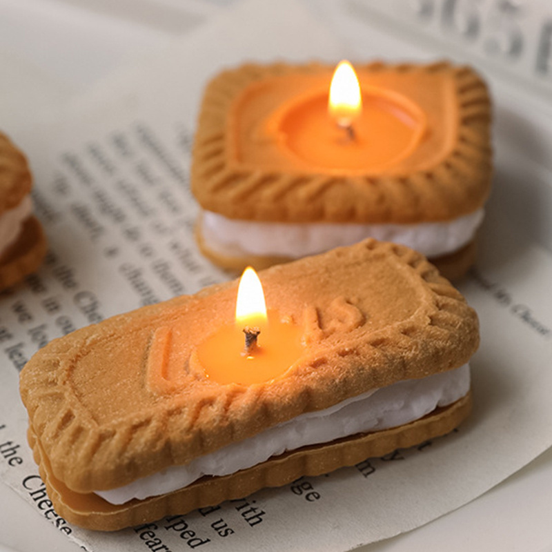 Wholesale Custom Home Decor Magic Biscuits Cake Shape Aromatherapy Soy Wax Essential Oil Fragrance Scented Candles