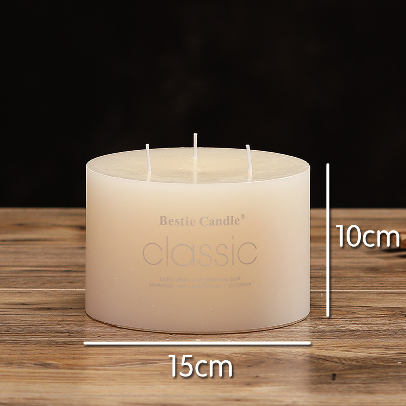 Custom Logo Long Big Luxury Thick Unscented Ribbed Bee Soy Wax White Pillar Candles