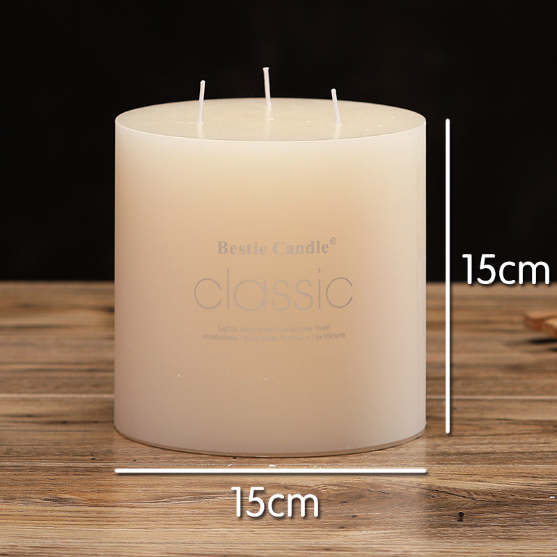 Custom Logo Home Decorative Big Luxury Bulk Unscented Ribbed Beeswax Soy Wax White Pillar Candles