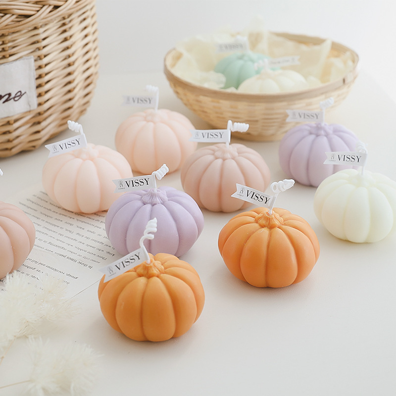 Thanksgiving pumpkin shaped private label scented candle home decor handmade candles