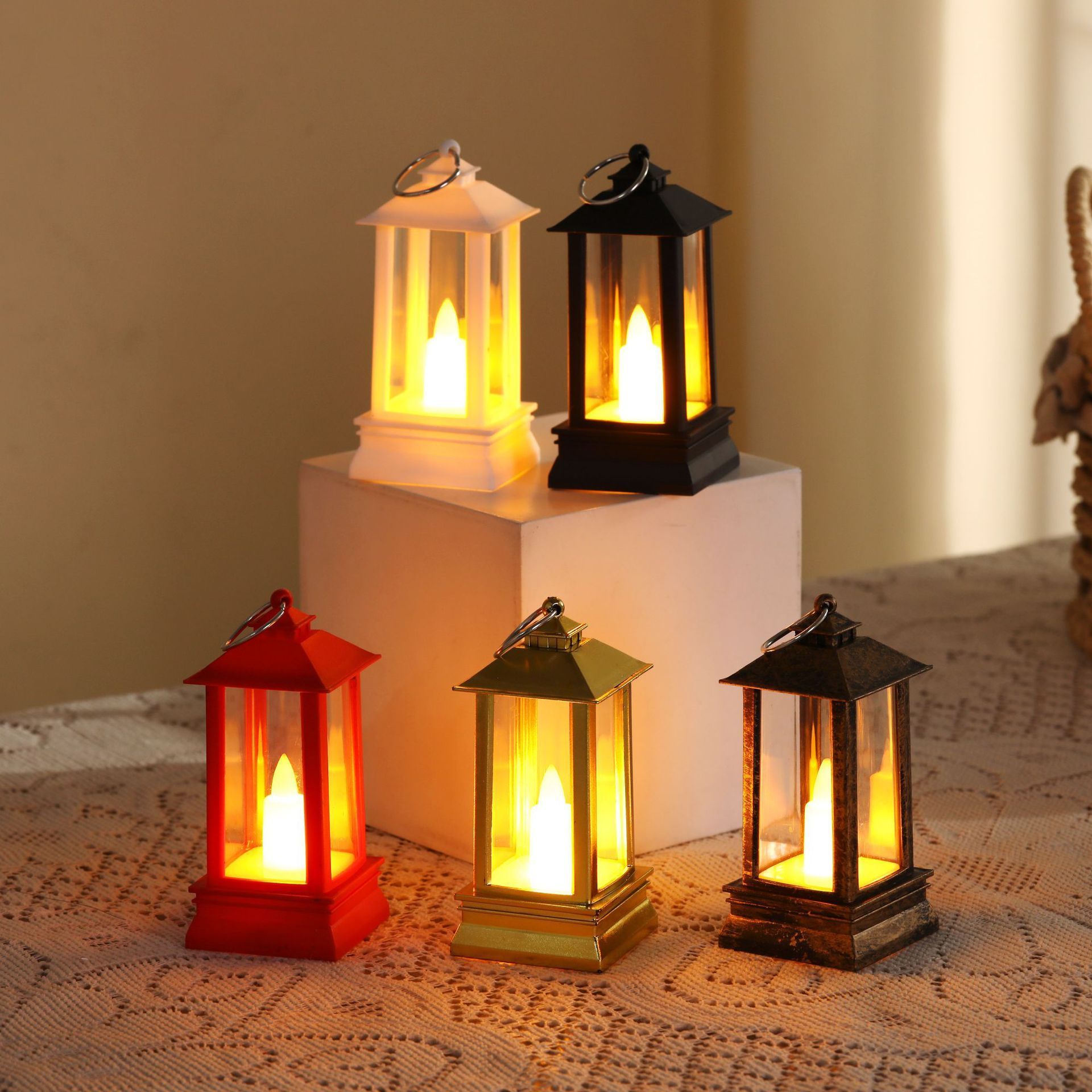 Wholesale electric candle lanterns modern design led candle white red black floating candle lanterns