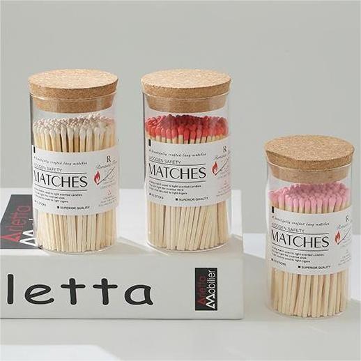 Eco-Friendly Glass Scented Candle Lighter Natural Fire Wood Matchstick Candle Matches Packaged in Box