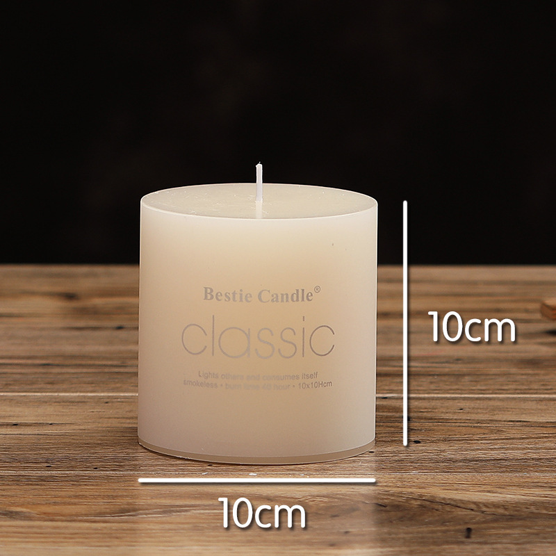 Custom Logo Long Big Luxury Thick Unscented Ribbed Bee Soy Wax White Pillar Candles