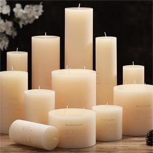 Custom Logo Home Decorative Big Luxury Bulk Unscented Ribbed Beeswax Soy Wax White Pillar Candles