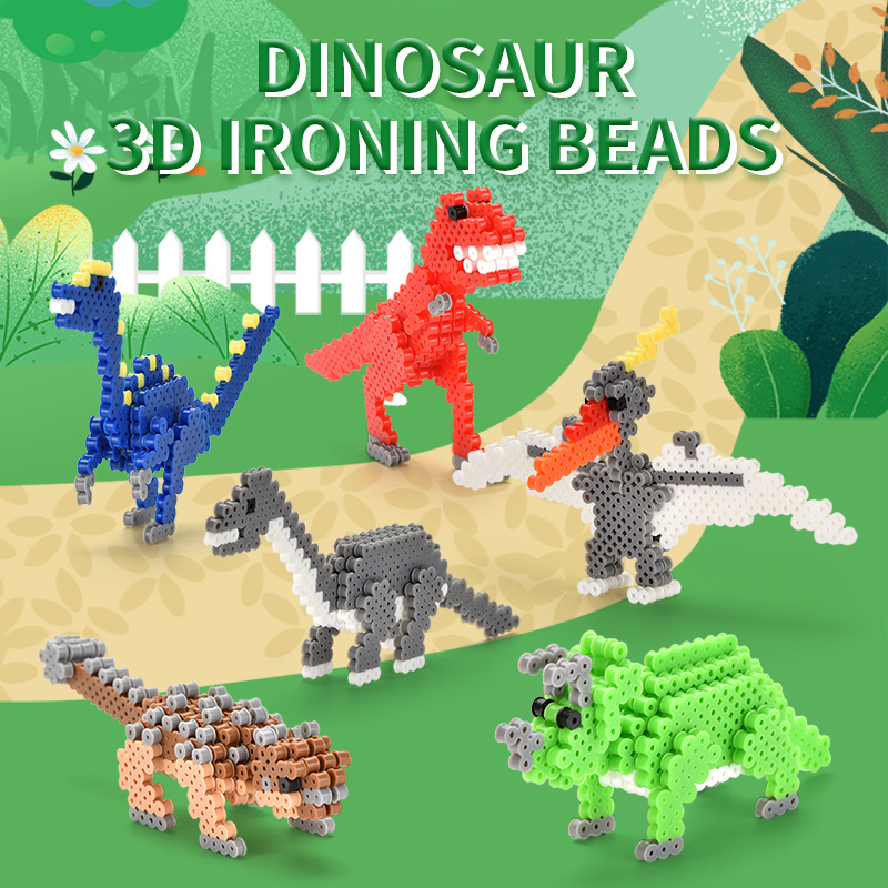 New educational toys plastic mini pieces puzzle blocks 5mm hama perler dinosaur diy 3d iron beads