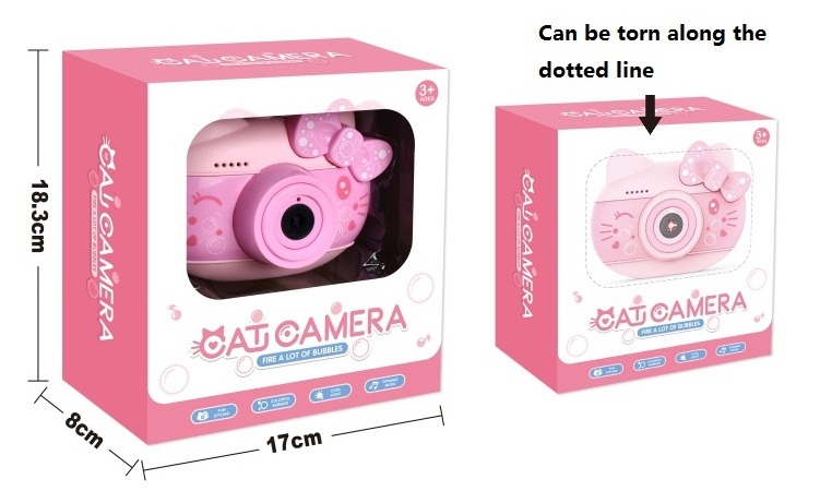 hot sale toy girl electric pink soap water musical light Cute cat design bubble camera machine