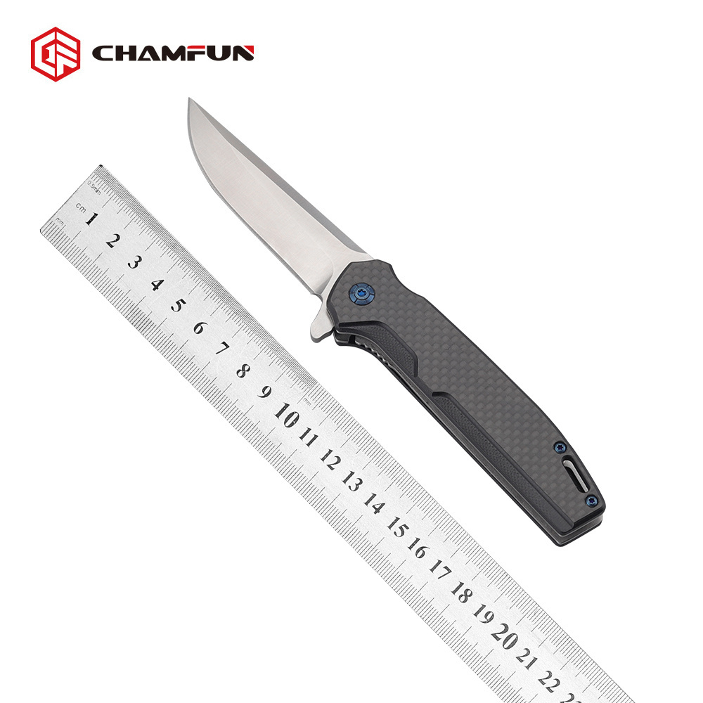 New arrival High quality Carbon fiber handle 7CR17 stainless steel blade folding knives with bearings