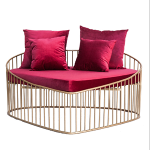 New item metal heart shape sofa, metal fabric sofa for wedding