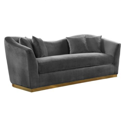 Curved Back Design black Velvet Sofa with Gold Stainless Steel Base