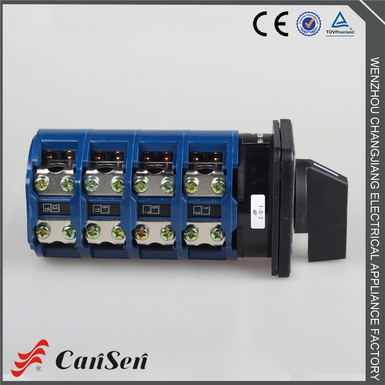 Cansen Changeover switch with center OFF 60 degree 160A 1-0-2 4 Pole