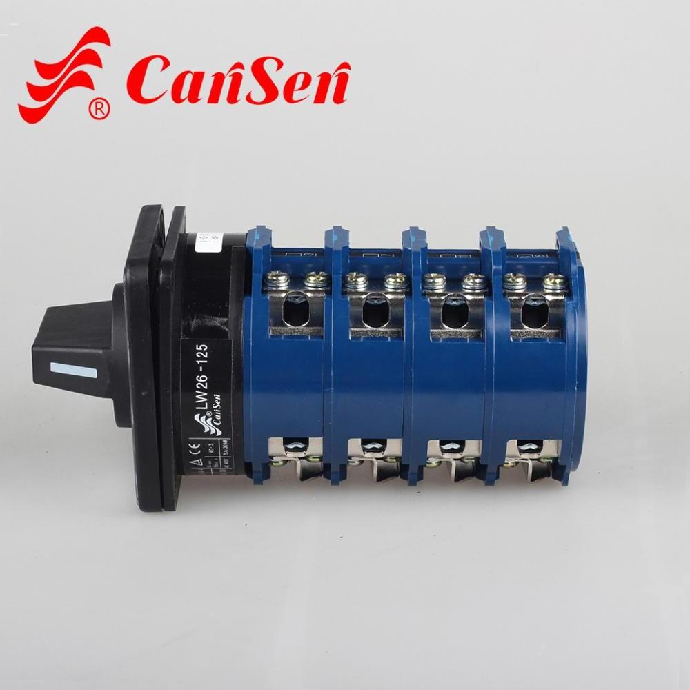 Cansen LW26-125 1-0-2 4P Professional manufacturer supplier auto 4 pole 3 position rotary switch