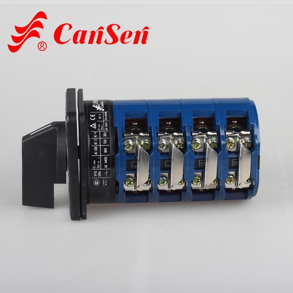 Cansen LW26-125 1-0-2 4P Professional manufacturer supplier auto 4 pole 3 position rotary switch