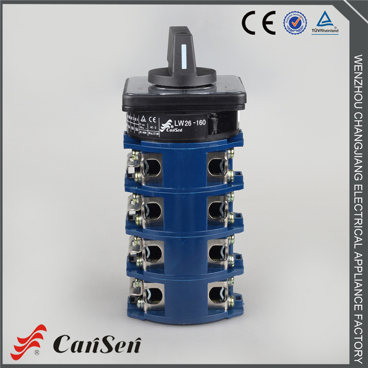 Cansen Changeover switch with center OFF 60 degree 160A 1-0-2 4 Pole