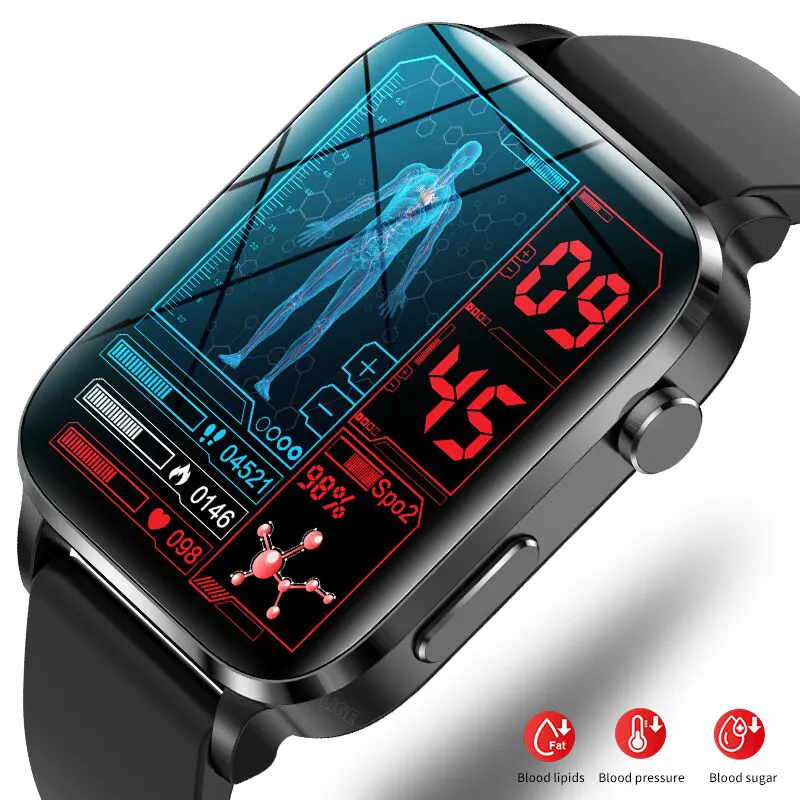 ECG Health Smartwatch F100 IP68 Waterproof Laser Therapy Blood Glucose Monitor reloj inteligente Smart Watch