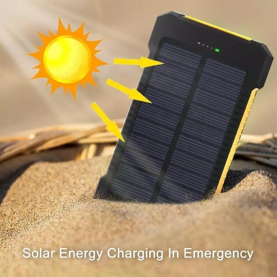 2022 Hot Solar Power Bank Dual USB Power Bank 20000mAh Waterproof Battery Charger External Portable Solar Panel with LED Light