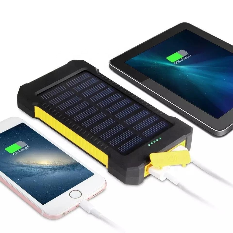 2022 Hot Solar Power Bank Dual USB Power Bank 20000mAh Waterproof Battery Charger External Portable Solar Panel with LED Light