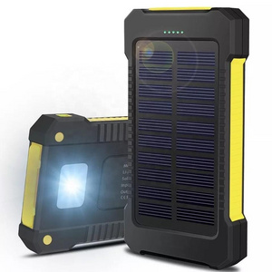 2022 Hot Solar Power Bank Dual USB Power Bank 20000mAh Waterproof Battery Charger External Portable Solar Panel with LED Light