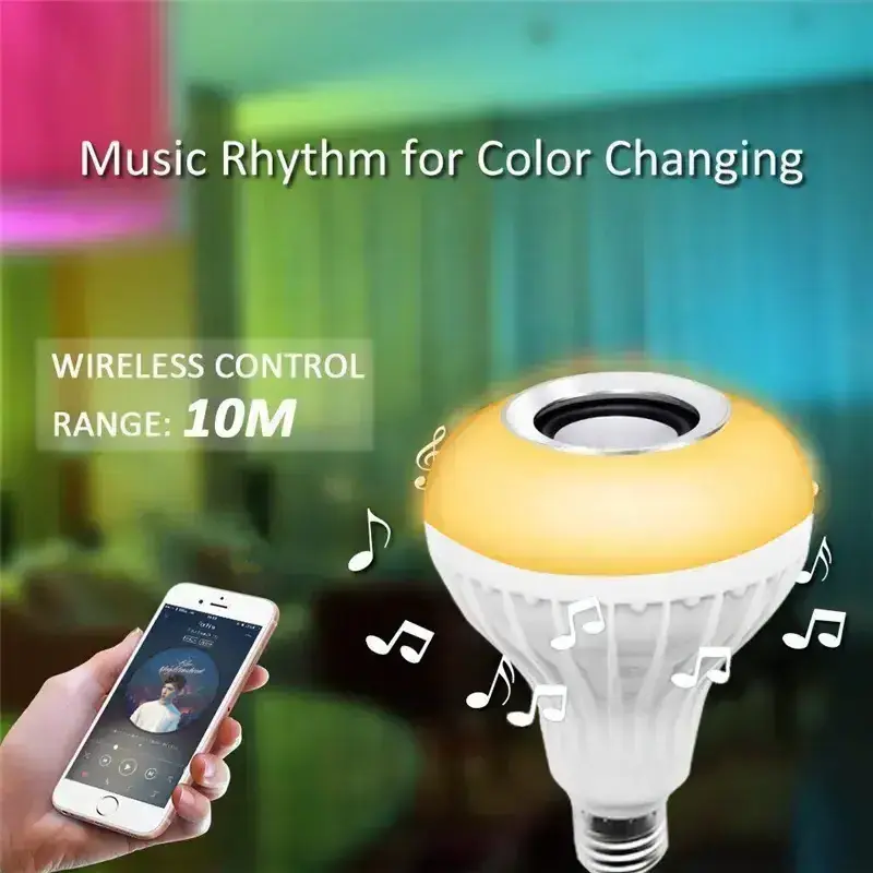 Hot Sale RGB Led Music Speaker Bulb 12W E27 Color Changeable Blue Tooth LED Wireless Smart Music Bulb