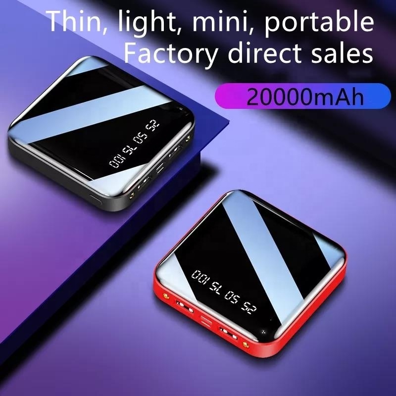 Best Selling portable Mini Power Bank 10000mah Flashlight LED Powerbank 20000mah Phone Chargers Bulk Mirror Power Bank Mini