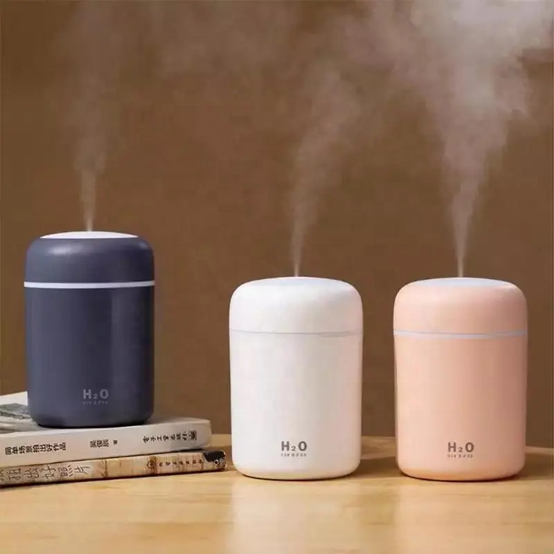 300ml Wholesale Mini Ultrasonic H2o Spray Double Wet Mist Humidifier Usb Portable Car Air Humidifier With Colorful Led Lamp